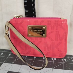 Michael Kors Women's Neon Pink Wristlet Gold Hardware MK
